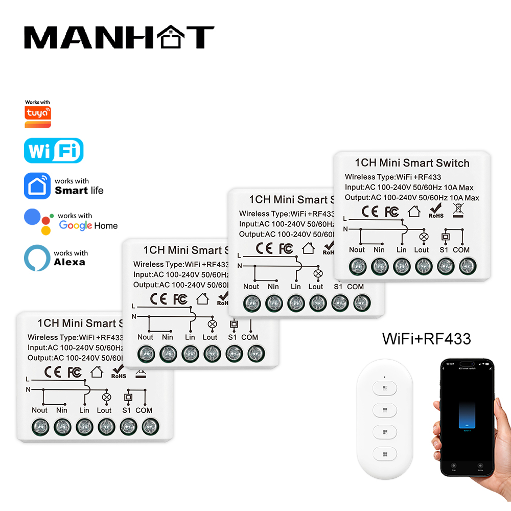 Home Automation Technology - 10A 미니 WIFI 스마트 스위치 RF433Mhz